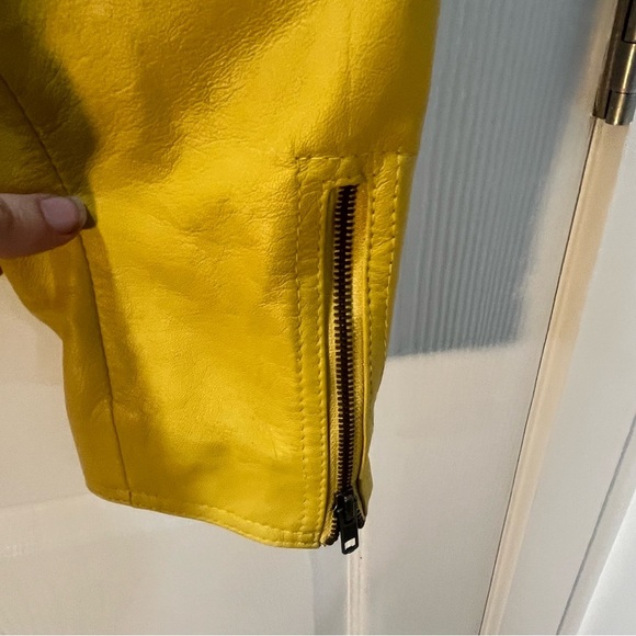 Laverapelle Yellow Leather Racing Jacket Full Zip Pockets Moto Fitted Style XL - Picture 6 of 10